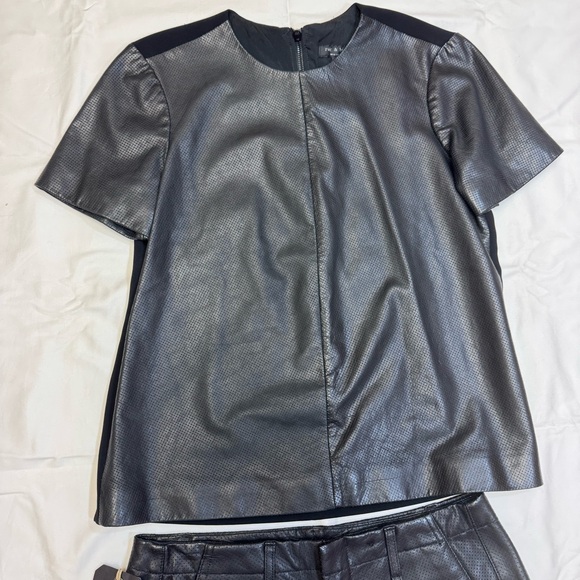 New Rag & Bone Black Lamb Skin Leather Shirt and Shorts Set size M and 27 Shorts - Picture 3 of 13